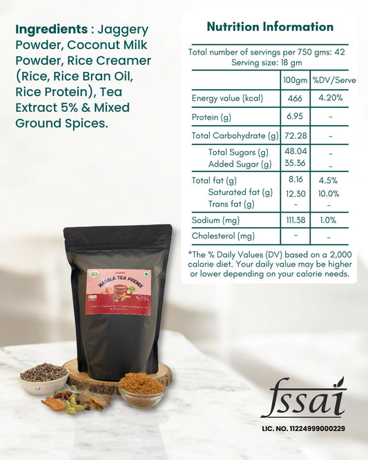 Jaggery Tea Premix - Masala - Authentic Indian Chai Super Saver Pack - 750gm