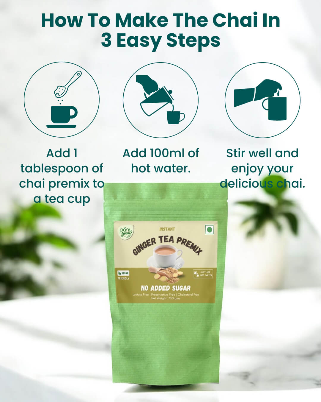 No Added Sugar Tea Premix - Ginger (Adrak) (750g