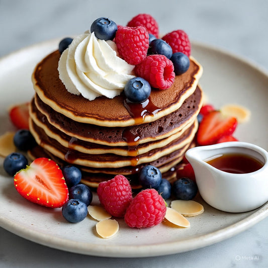 7 Day Clean Protein Challenge by Plant Yum : Day 7 Recipe - High-Protein Chocolate Pancake Stack