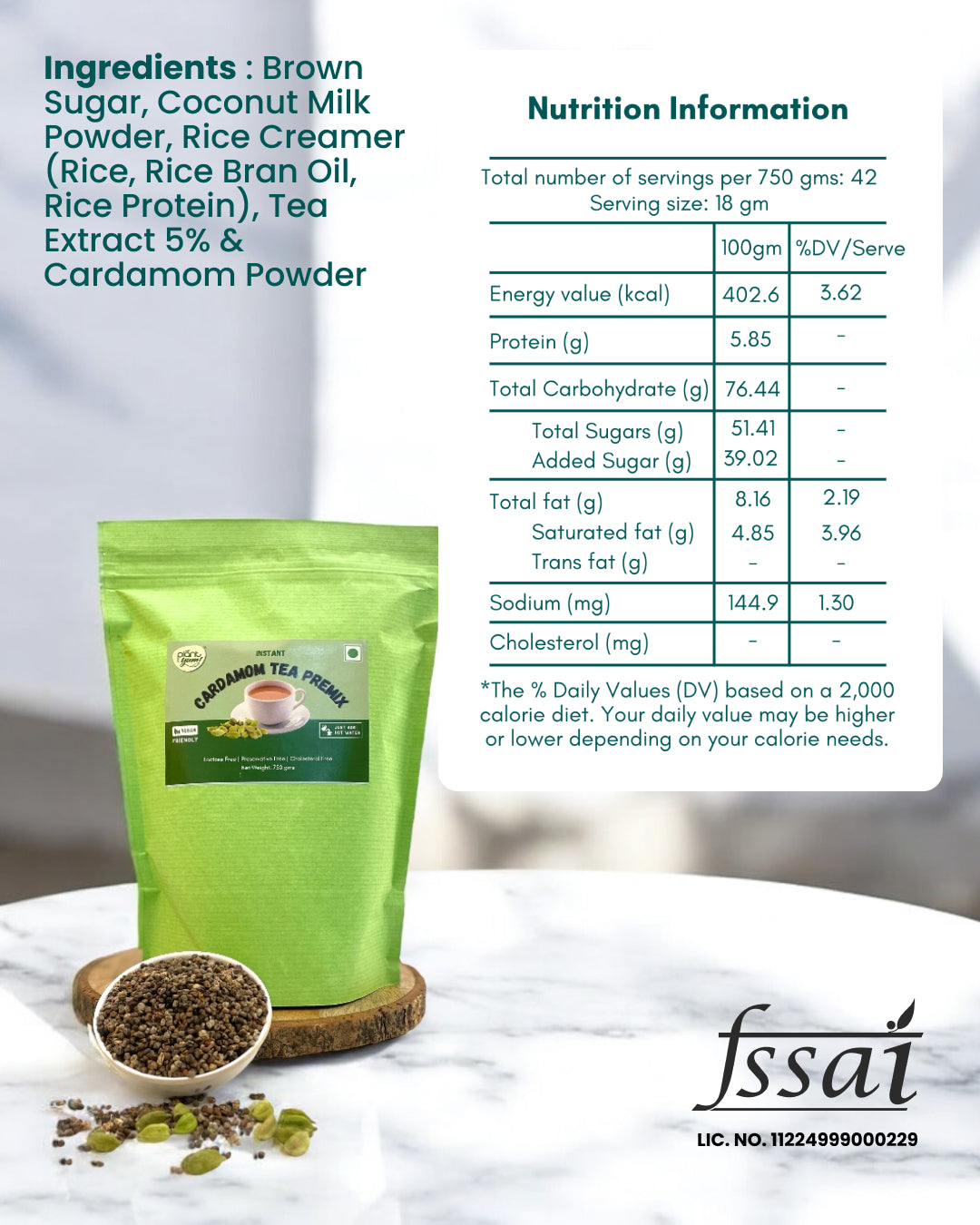 Plant Yum Dairy-Free Chai Family Pack - Masala & Cardamom (750g + 750g)